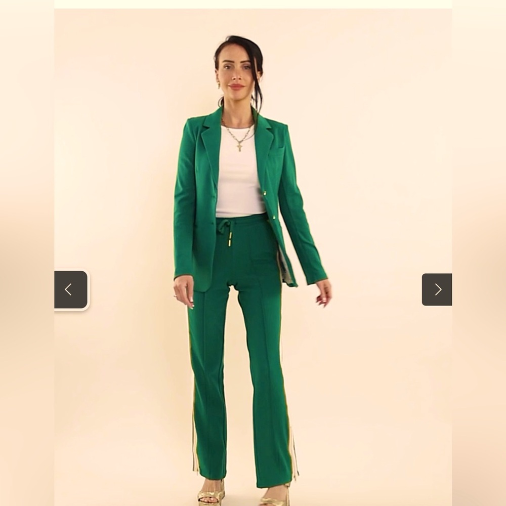 Care Tucker Green tailored travel  suit jacket + drawstring pants size 2 *NWT